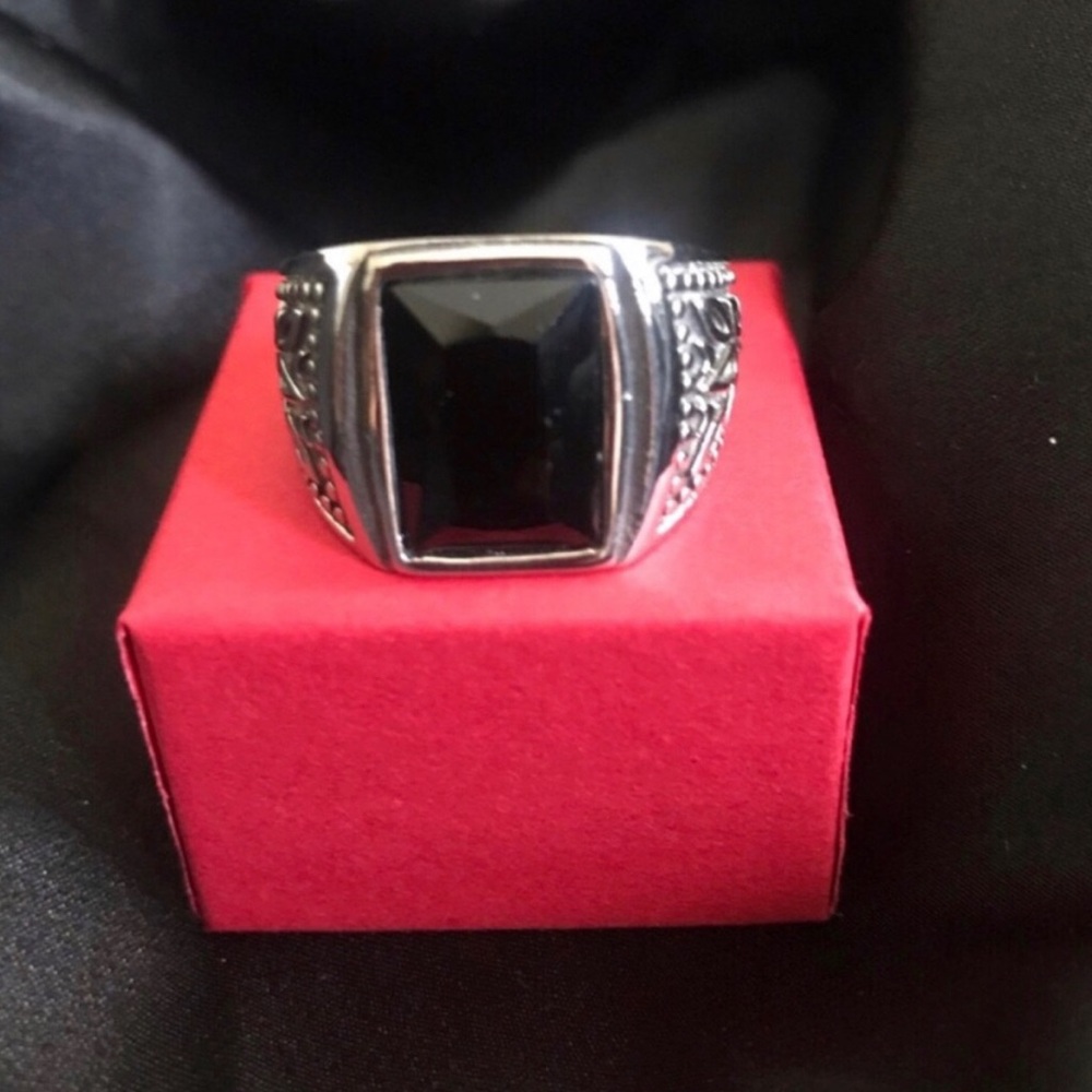Men's Black Stone Stainless Steel Ring